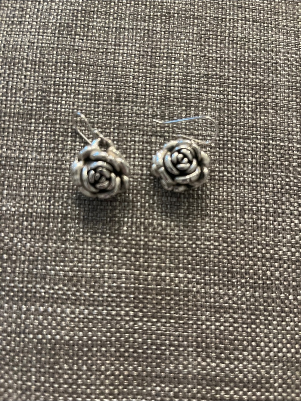 Sterling Silver Rose Drop Earrings - Silver Floral Dangle